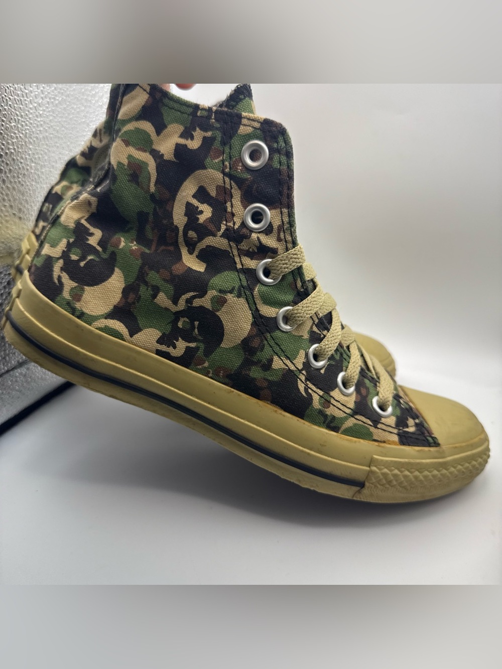 VTG Mens Sz6 Converse All Star LE Camo Skull 70's Chuck Taylors HI Sneakers RARE